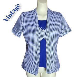 Circa 70's Vintage Blue/White Polka Dot Pullover Blouse Medium